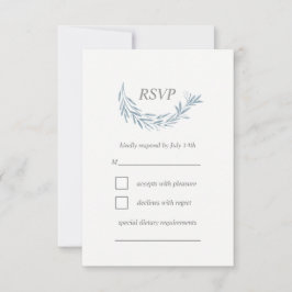 Elegant Blauw Waterverf Krans Bruiloft RSVP Kaart