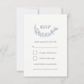 Elegant Blauw Waterverf Krans Bruiloft RSVP Kaart (Voorkant)
