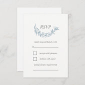 Elegant Blauw Waterverf Krans Bruiloft RSVP Kaart (Voorkant / Achterkant)