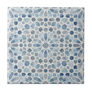 Elegant Blauw Waterverf Marokkaans Zellij Mozaïek Tegeltje
