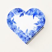 Elegant blauw waterverf rozen hart notitieboek (Achterkant)