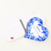 Elegant blauw waterverf rozen hart notitieboek (Binnen)