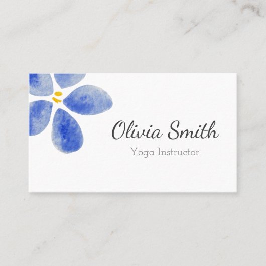 Elegant blauw waterverf visitekaartje (Voorkant)