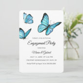 Elegant blauw waterverf vlinders Verloving Kaart (Staand voorkant)