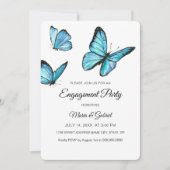 Elegant blauw waterverf vlinders Verloving Kaart (Voorkant)
