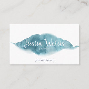 Elegant blauw waterverf vrouwelijk schrift visitekaartje
