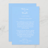 Elegant Blauw Welkom & dank u Trouwnota (Voorkant / Achterkant)