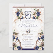 Elegant Blauw Western Barok Charro Quinceanera Kaart (Voorkant)