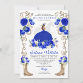 Elegant Blauw Western Charro Prinses Quinceañera Kaart (Voorkant)