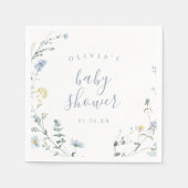Elegant Blauw Wildbloem Rustiek Boho Baby shower Servet (Voorkant)