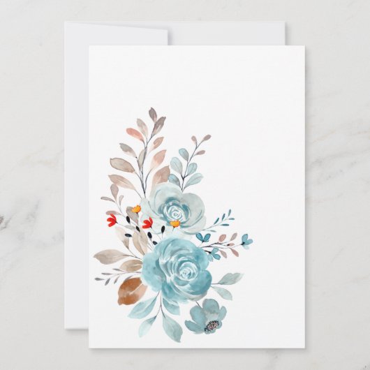 Elegant Blauw Wildbloemen Zwart Moederdag Brunch Kaart (Achterkant)