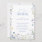 Elegant Blauw Wildflower Bloemen Vrijgezellenfeest Kaart (Voorkant)