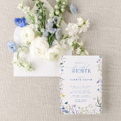 Elegant Blauw Wildflower Bloemen Vrijgezellenfeest Kaart