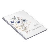 Elegant  Blauw Wildflower Boeket Bloemen Notitieboek (Rechterzijde)