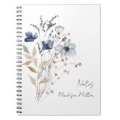 Elegant  Blauw Wildflower Boeket Bloemen Notitieboek (Voorkant)