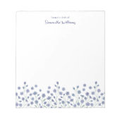 Elegant blauw Wildflower gepersonaliseerd Notitieb Notitieblok (Voorkant)