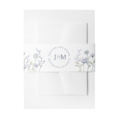 Elegant blauw wildflower monogram bruiloft uitnodigingen wikkel (Voorkant Voorbeeld)