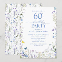 Elegant Blauw Wildflower Volwassene 60ste Verjaard