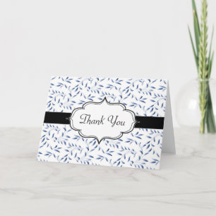 Elegant blauw wilgenblad patroon bedankkaart