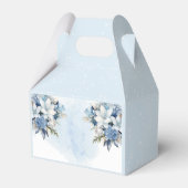Elegant Blauw Winter Bloemen Jongen Baby shower Bedankdoosjes (Achterkant)