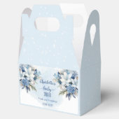 Elegant Blauw Winter Bloemen Jongen Baby shower Bedankdoosjes (Geopend)