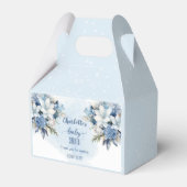 Elegant Blauw Winter Bloemen Jongen Baby shower Bedankdoosjes (Voorkant Zijde)