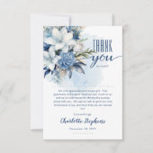 Elegant Blauw Winter Bloemen Jongen Baby shower Bedankkaart (Voorkant)
