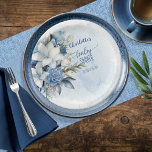 Elegant Blauw Winter Bloemen Jongen Baby shower Papieren Bordje<br><div class="desc">Elegant modern, blauw en wit winterbloemontwerp jongen Baby shower ontwerp. Beschikt over handgeschreven scripttekst en sans serif stijl all-pet en bovenste en onderste hoesje tekststijlen in een knapperige winterblauw om perfect te koppelen met de blauw-witte poinsettia bloemenboeket. Perfect voor het plannen van een stijlvol baby shower voor de moeder om...</div>