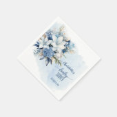 Elegant Blauw Winter Bloemen Jongen Baby shower Servet (Hoek)