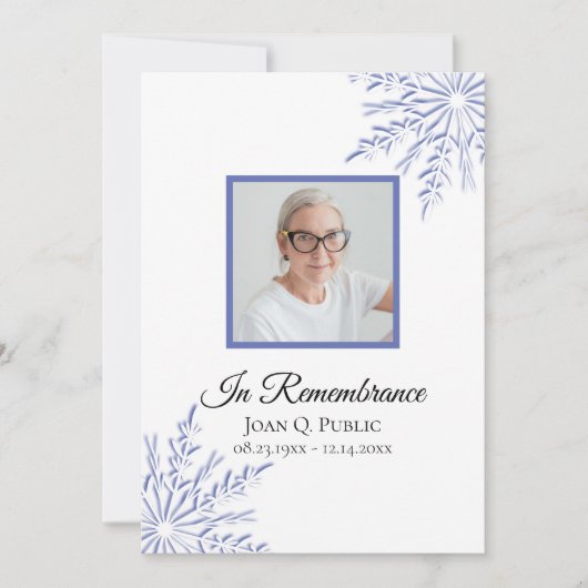 Elegant Blauw Winter Sneeuwvlokken Dood Jubileum Kaart (Voorkant)