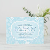Elegant Blauw Winter Wonderland Vakantie Party Kaart (Staand voorkant)