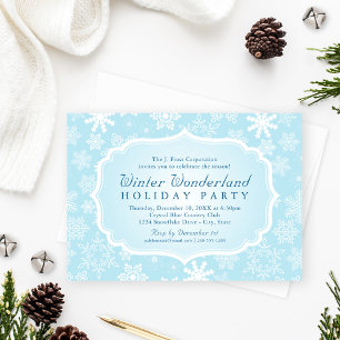Elegant Blauw Winter Wonderland Vakantie Party Kaart