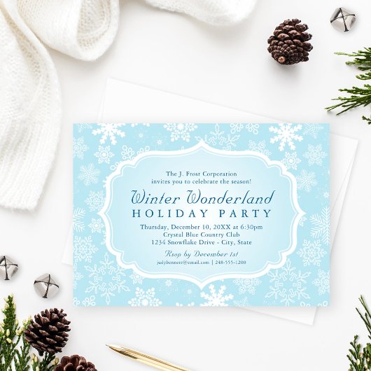 Elegant Blauw Winter Wonderland Vakantie Party Kaart
