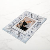 elegant blauw winterblad folie uitnodiging (Gedraaid)