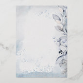 elegant blauw winterblad folie uitnodiging (Achterkant)