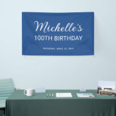 Elegant Blauw Wit 100ste Verjaardag Spandoek (Beurs)