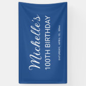 Elegant Blauw Wit 100ste Verjaardag Spandoek (Verticaal)