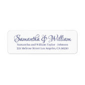 Elegant blauw wit aangepast script naam bruiloft etiket (Voorkant)