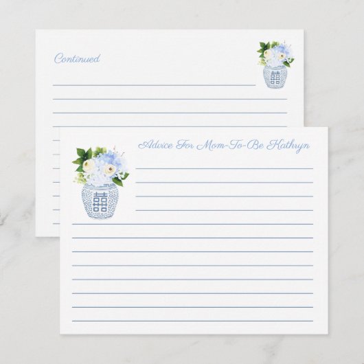 Elegant Blauw & Wit Advies voor Nieuwe Moeder Kaar Kaart (Voorkant / Achterkant)