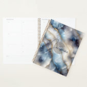 Elegant blauw wit agaat marmer met gouden aderen planner (Display)