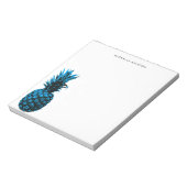 Elegant Blauw Wit Ananas Custom Notitieblok (Linkerzijde)