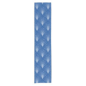 Elegant blauw & wit Art-Deco patroon Korte Tafelloper (Voorkant)