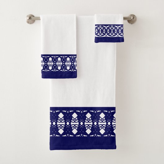 Elegant Blauw & Wit Bad Handdoek (Insitu)