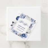 Elegant Blauw & Wit Bloem Baby shower Bedankjes Labels (In situ)