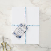 Elegant Blauw & Wit Bloem Baby shower Cadeaulabel (Met Touw)