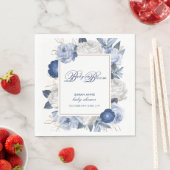 Elegant Blauw & Wit Bloem Baby shower Servet (Insitu)