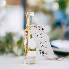 Elegant Blauw & Wit Bloemen Bruids Dank u Cadeaulabel