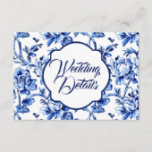 Elegant Blauw & Wit Bloemen Bruiloft Behuizing Kaa Informatiekaartje (Voorkant)