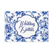 Elegant Blauw & Wit Bloemen Bruiloft Behuizing Kaa