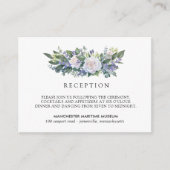 Elegant Blauw Wit Bloemen Bruiloft Receptie Informatiekaartje (Voorkant)